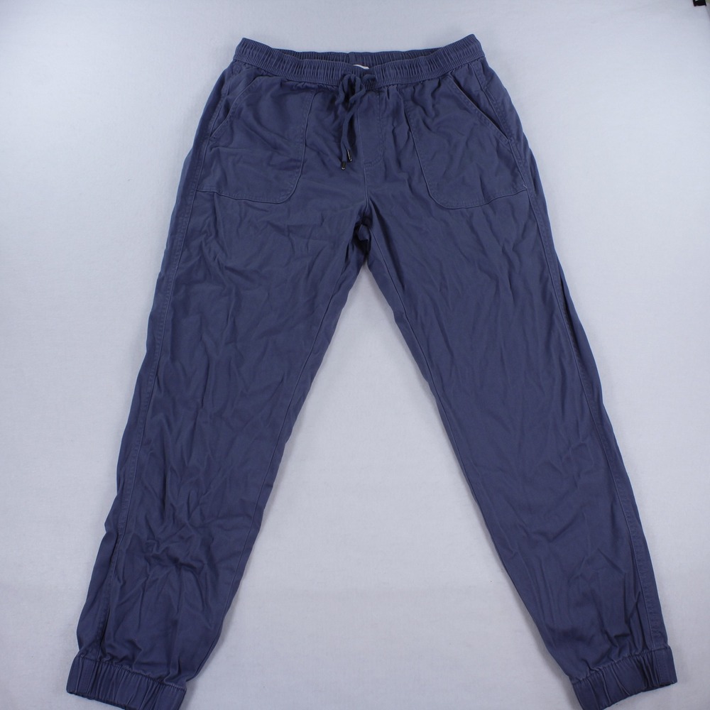 C&C California Linen Blend Joggers Slate Blue Women's Size Medium Drawstring